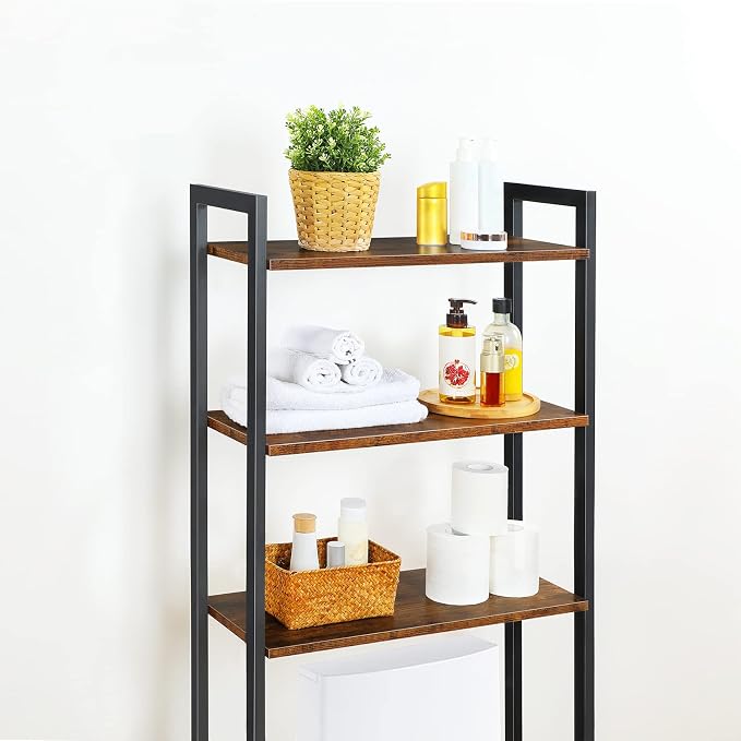 HOOBRO Over The Toilet Storage, 3-Tier Bathroom Organizer Shelf Over Toilet, Freestanding Bathroom Storage Shelves, Space Saver, Easy to Assemble for Room, Rustic Brown and Black BF41TS01 - Image 6
