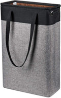 Laundry Basket with Handles Black&Grey-Slim Laundry Bin Collapsible Dirty Clothes Basket Narrow Laundry Bag Foldable Dirty Hamper for Camping, Dorms, Apartments by iBKGOO