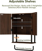 RUSTOWN Fluted Bathroom Wall Cabinet with 2 Doors, 3-Tier Medicine Cabinet - Image 7