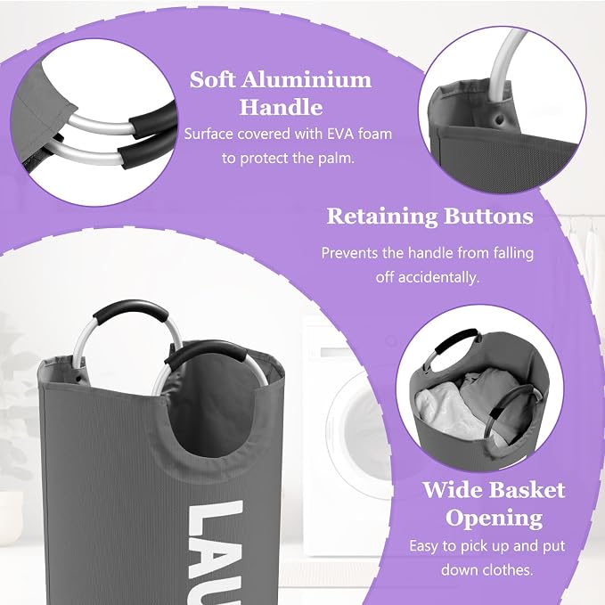 2Pcs Folding Clothes Basket with Handles, Large Laundry Basket for Family - Image 5