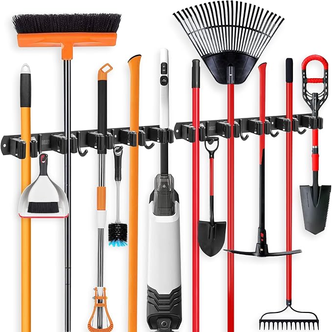 IMILLET 2 Pack Broom Holder Wall Mount, Heavy Duty Garage Organization by IMILLET