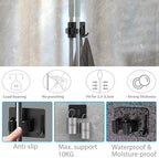 homeasy Broom Holder Wall Mount 6Pcs, Self Adhesive Mop Broom Hanger Black - Image 3