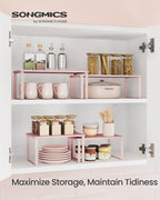 SONGMICS Cabinet Organizer Shelf, Set of 2 Spice Rack, Kitchen Storage - Image 2