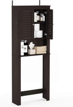Furinno Indo Black Over The Toilet Storage with Double Louver Doors, Bathroom Storage Cabinet, Bathroom Shelf, Space Saving Over The Toilet Organizer, Black Espresso - Image 3