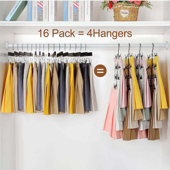 TOPIA HANGER 4 Tier Metal Skirt Hangers with Clips 80% Space Saving 2 Pack - Image 3
