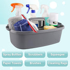 Cleaning Caddy Organizer with Handle, Gray Plastic Bucket for Cleaning Supplies Products, Cleaning Tool Storage Tote, 2 Pack - Image 3