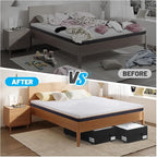 Under Bed Storage with Wheels, 2-Pack 10" Height XXL 75L Rolling Storage Bins, Quick Assembly Underbed Shoe Storage Containers with Clear Lid & Label, Dorm Under Bed Drawers for Clothes, Shoes, Black - Image 8