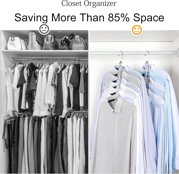 TOPIA HANGER Clothes Hanger Space Saving, 6 Tier Shirt Coat Hangers Space Saving No Bump Shoulder Hangers with No Slip Foam Padded Hangers Organizers and Storage for Men and Women 4 Pack-CT65B - Image 2