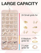 BAGSMART Hanging Jewelry Organizer Necklace/Earring/Ring 2-Sided L Pink - Image 3