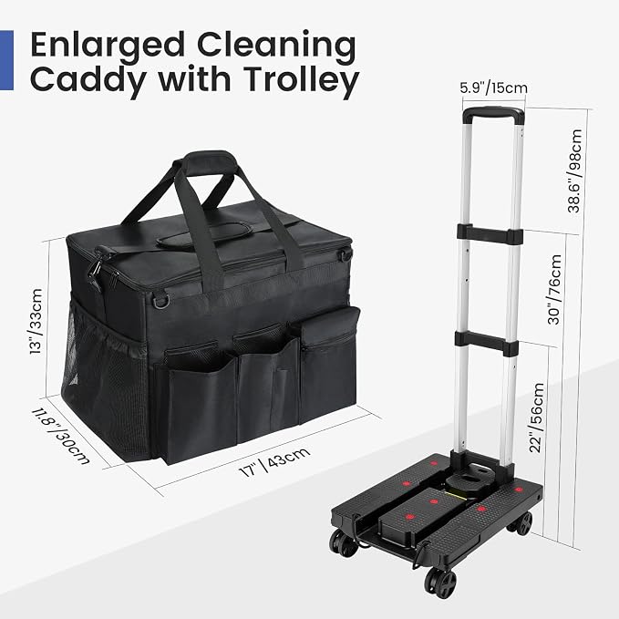 Housolution Extra Large Rolling Cleaning Caddy Bag with Wheels, Black - Image 5