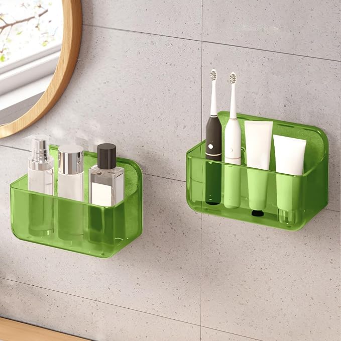CGBE 2-Pack Cabinet Door Organizer, Self Adhesive Bathroom Shelves, Green by CGBE