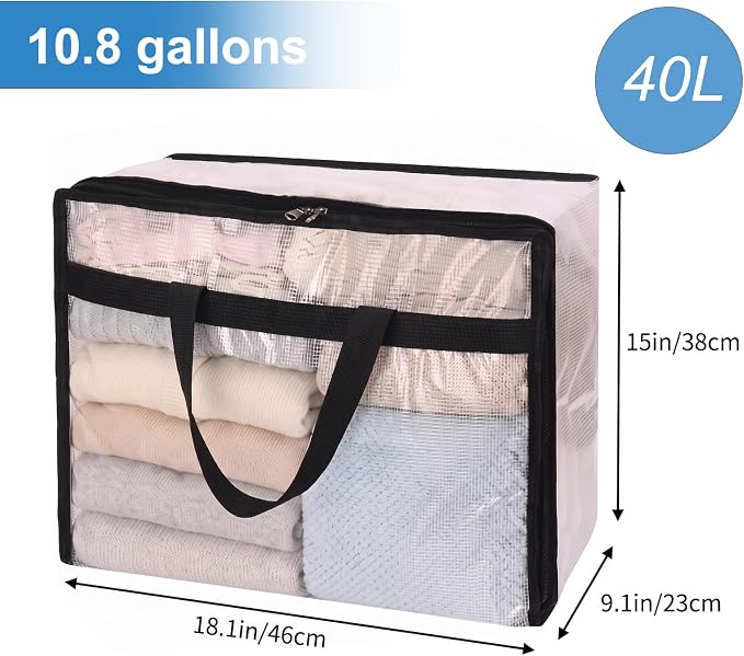 Fixwal Storage Bags 4 Pack 40L Mesh Clear for Blankets Clothes Sheets - Image 2