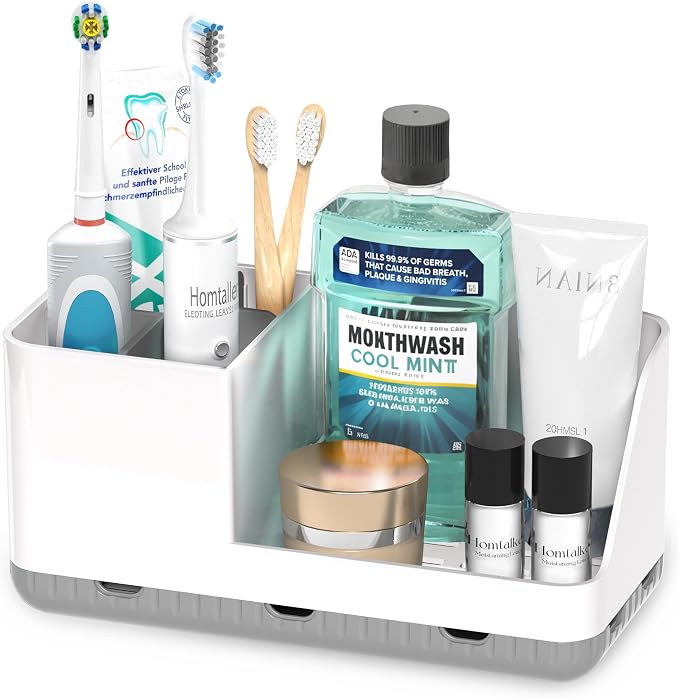 Toothbrush Holder Bathroom Counter Organizer & Storage Detachable by Homtalker