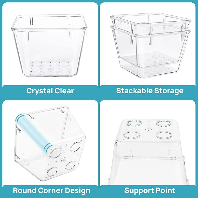 Vtopmart 15 PCS Clear Plastic Drawer Organizers Set, Vanity Organizer Trays - Image 7