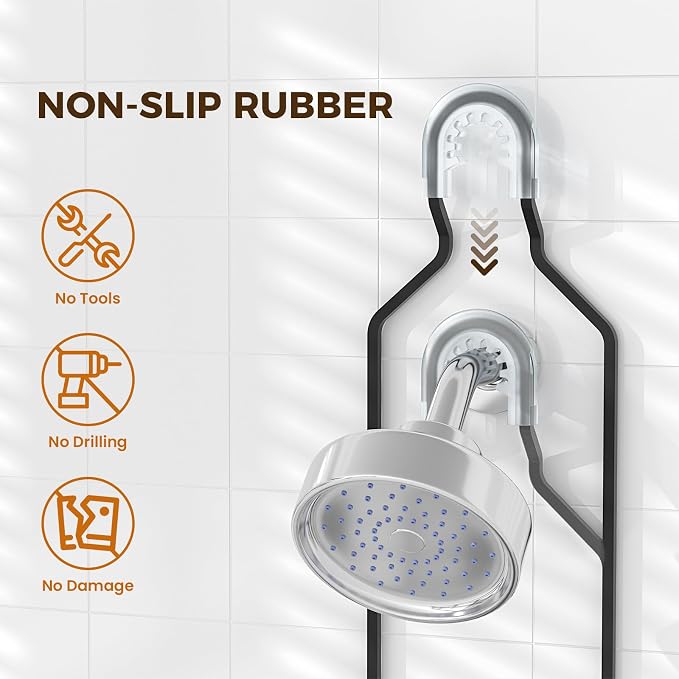 REINHARDT Split Shower Caddy Hanging for Handheld Showerheads, Black - Image 8