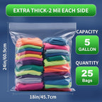 TUXIYA 25PACK 5 Gallon Large Zipper Bags for Storage 18" x 24" Storage Bags - Image 2
