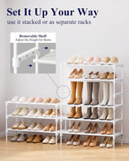 Kitsure Shoe Rack - Non-Woven Shoe Rack Shelf, Shoe Organizer for Closet, Entryway, Garage & Corridor, Stackable Shoe Shelves, 27.5" Wide - 3 Tier, White | Shoe Organizer for Closet, Entryway, Garage, Stackable Shoe Shelves, college dorm&apartment esse... - Image 7