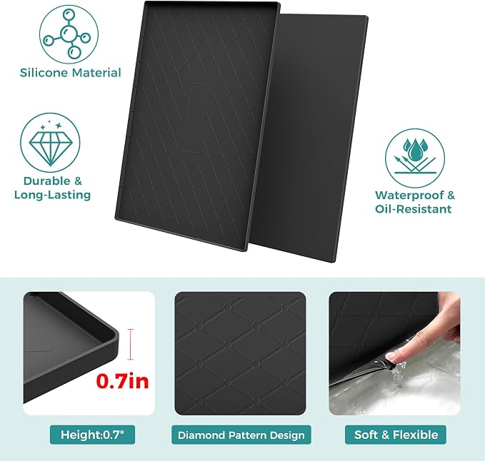 URMONA Under Sink Mat 25 x 22 in, Waterproof Silicone Cabinet Protector - Image 2