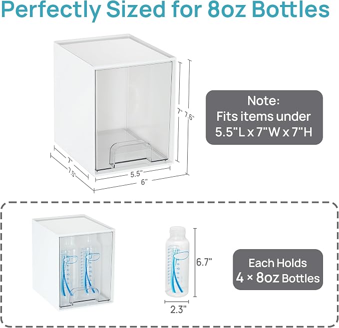 Vtopmart White Stackable Storage Drawers, 2 Pack Tall Organizers - Image 2