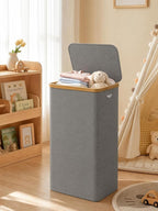 iEGrow Laundry Hamper with Lid, 110L Large Laundry Hamper with Handle and Lid, Collapsible Clothes Basket Organizer with Removable Inner Bag for Clothes Toys Towels - Grey - Image 8