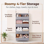 4 Tier Collapsible Hanging Closet Organizer with Hooks Zipper - Image 7