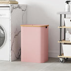 Lifewit 80L Large Laundry Basket with Lid, Removable Bags, Pink - Image 2