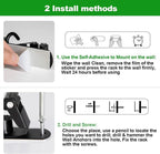 voze [2 Pack] 5 Racks and 4 Hooks Mop and Broom Holder Wall Mount, Self Adhesive Heavy Duty Broom Organizer Storage Tool Racks for Kitchen Garden Laundry Garage Black - Image 7
