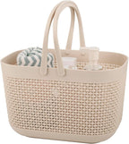 Plastic Portable Shower Caddy Basket, Storage Organizer with Handle, Beige by UUJOLY