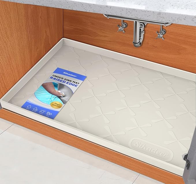 SIKADEER Waterproof Under Sink Mat 37" x 22" Silicone Mat Cabinet Protector by SIKADEER
