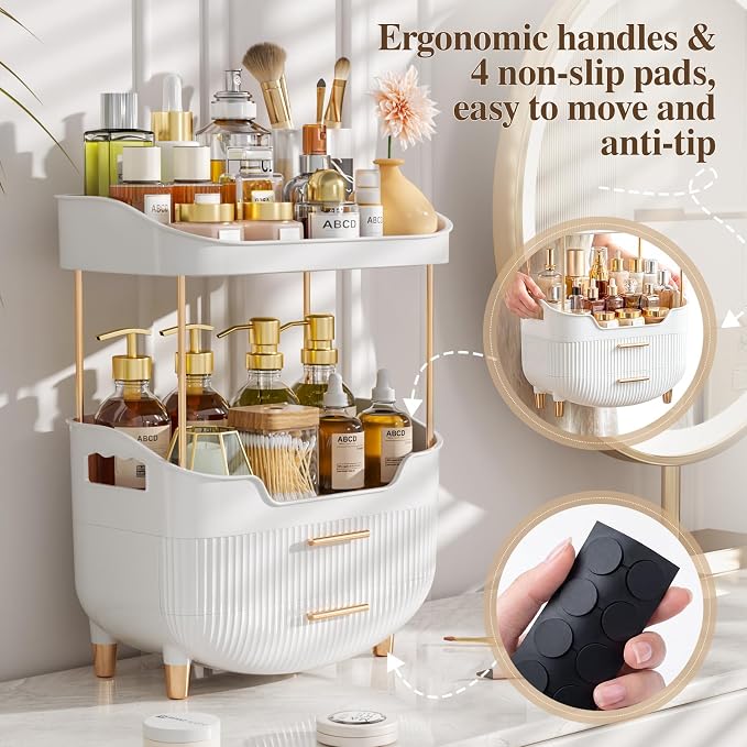 caktraie 4-Tier Makeup Organizer Bathroom Countertop Storage White - Image 5