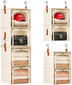 Homsorout 4-Tier Modular Hanging Closet Organizer Shelves, Beige | 40.9" Height, 2+2 Modular Design, Vertical Closet Storage, Clear Window, Easy Access, Walk-in Closet, Bedroom, Dorm, RV by Homsorout