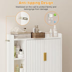 knoworld Fluted Over The Toilet Storage Cabinet, Above Toilet Bathroom Organizer with Toilet Paper Holder, Modern Behind Toilet Cabinet, Space Saver for Restroom, Bathroom, Laundry, White - Image 6