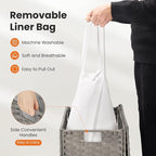 DUMOS Woven Laundry Basket with Lid, 90L Large Capacity Hamper, Removable & Machine-Washable Liner, Foldable Rattan Clothes Hamper, Sturdy Steel Frame, Odor Control, Dove Gray - Image 3