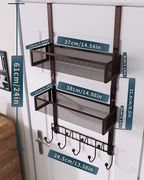 Consumest Over The Door Hooks Organizer - 3 Tier Door Hanger with 9 Coat Hooks & 2 Mesh Basket, Back Storage Organizer Hanging Towels for Bathroom, Bedroom, Bronze - Image 7