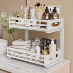 Under Sink Organizer, 2 Tier Under Sink Organizers and Storage, Adjustable Height, Slide out Metal Cabinet Organizers, Pull out Cabinet Storage Drawer Shelf for Kitchen Bathroom (White, 2 Pack) - Image 8