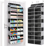 Yecaye 5 Tier Over The Door Organizer, Door Organizer with 10 Compartments | 20" W, Extra Large Behind Door Storage With 10 Side Pockets, 80lbs Heavy Duty, Clear Window, for Closet Bedroom Pantry, Black by Yecaye