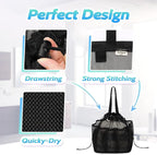 famichan Mesh Shower Caddy Portable with Drawstring, Dorm Room Essentials for College Students boy & girl, Larger Shower Bag for Camping,Swimming,Gym,Travel,Bathroom - Black - Image 3