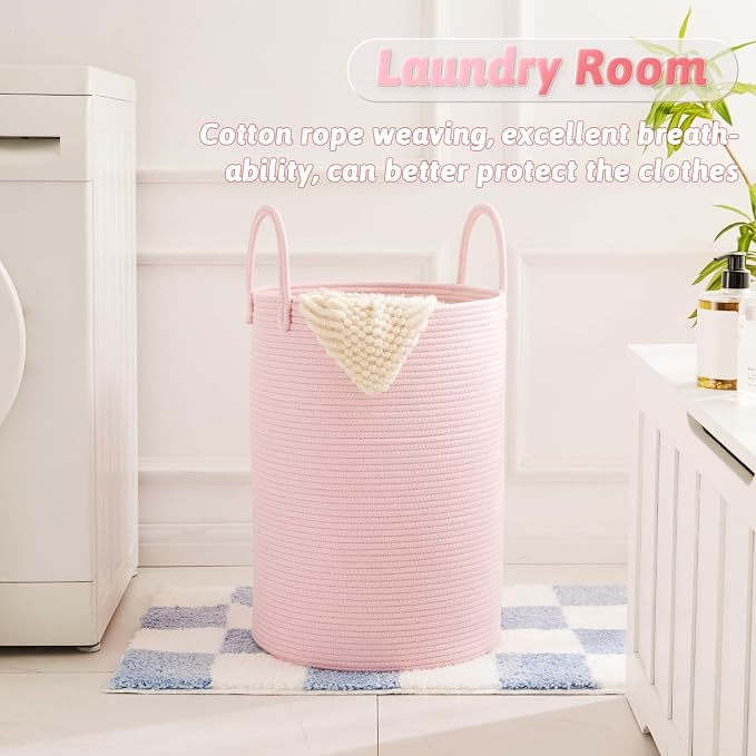 Artfeel Laundry Basket,Woven Cotton Rope Laundry Hamper,40L for Decorative Storage of Dirty Clothes,Toys and Blankets in Bathroom,Baby Room and Living Room - Image 5