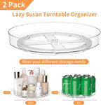2 Pack Lazy Susan Turntable Organizer, 9 and 10 Inch Rotating Trays for Corner Cabinet, Fridge, Pantry, Kitchen, Table Top, Makeup Vanity, Bathroom Countertop Storage, Acrylic Spinning Spice Rack - Image 3