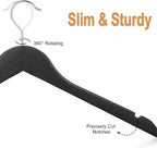TOPIA HANGER Wooden Hangers 30 Pack, 0.28-inch Slim & Durable Clothes Hangers Space Saving, Black Wood Hanger with 360°Swivel Hook and Non-Slip Shoulder Notches for Coat,Shirts, Camisoles, CT51B - Image 3
