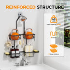 Adjustable Aluminum Shower Caddy Hanging for Handheld Showerhead, Black - Image 4