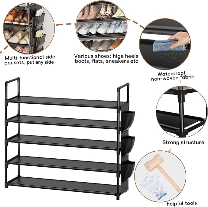 OYREL Shoe Rack 5 Tier 20-25 Storage Capacity Shoes Organizer - Image 5