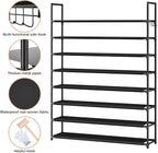 OYREL 8 Tier Shoe Organizer, 33.3in Wide x 11.2in Deep x 55.7in Tall, Black Metal and Plastic Shoe Rack, Holds up to 32-40 Pairs of Shoes - Image 6