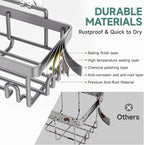 Veken 6-Pack Rustproof & Waterproof Shower Caddy, Adhesive Shelves Rack, Large Capacity Bathroom, College Dorm & Apartment Organizers, No-Drill Wall Mount Living Room & Bedroom Decor, Light Grey - Image 3