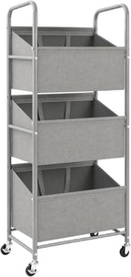 STO STO 3-Tier Vertical Rolling Laundry Hamper, Removable Bags, Gray Faric - Image 8