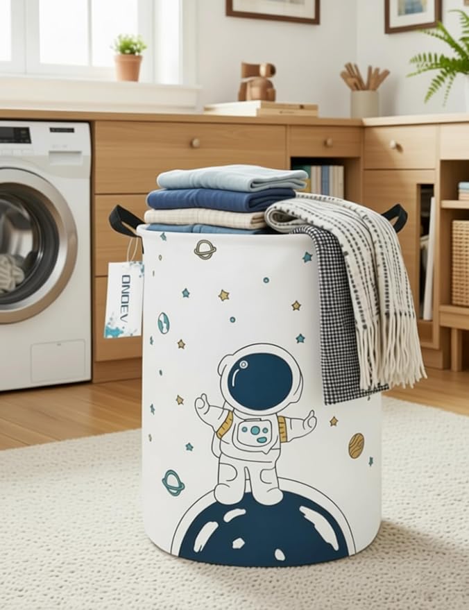 Round Collapsible Astronaut Space Laundry Hamper for Teens and Adults - Image 8