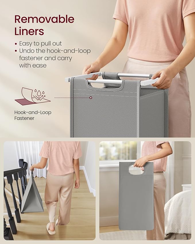 VASAGLE Laundry Hamper with Shelf, 2 Pull-Out Bags, 2 x 12.1 Gallons (46 L) - Image 7