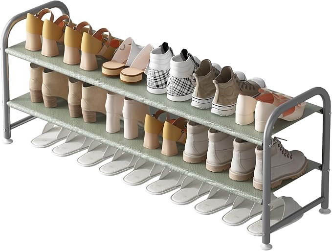 INGIORDAR 2 Tier Long Shoe Rack Organizer for Closet Metal Shoe Storage by INGIORDAR