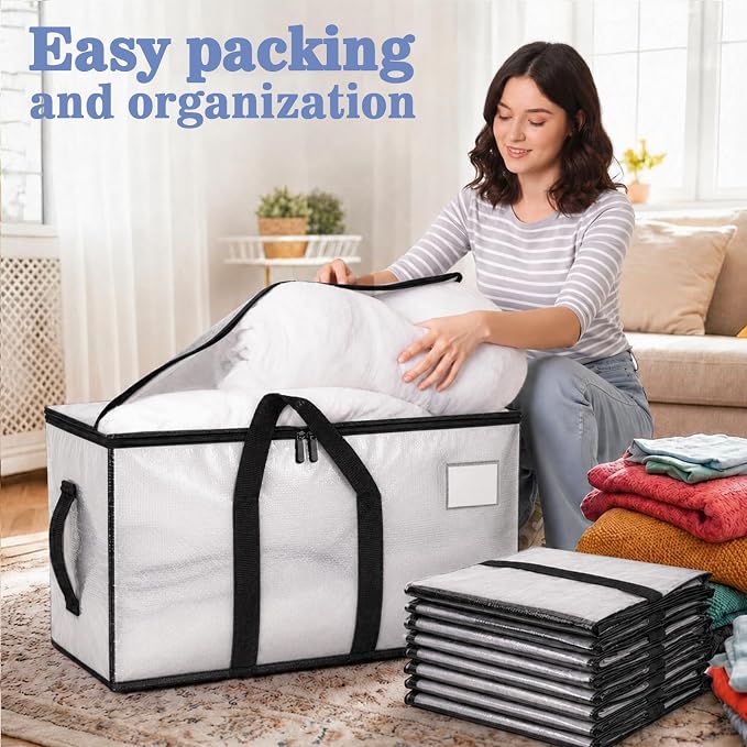 Songrey Extra Large Heavy Duty Moving Bags, 8 Pack, Clear - Image 5