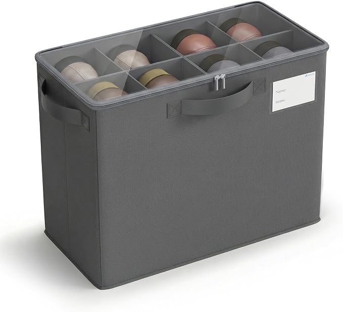Varhomax Shoe Organizer Box for Closet, Small Fabric Storage Basket Gray by Varhomax